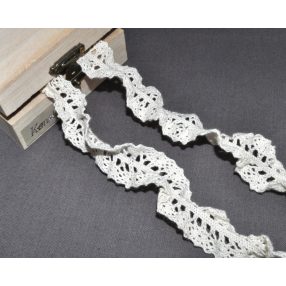Ekrü, gumis (20 mm) horgolt csipke