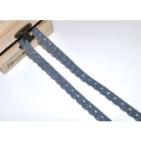 Sötétszürke (10 mm) horgolt csipke