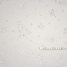 Fenyőfa mintás karácsonyi ezüstszálas dekorszövet