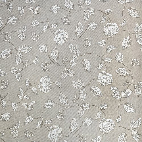 Lenszínű alapon natúr virágos vízlepergető terítő anyag