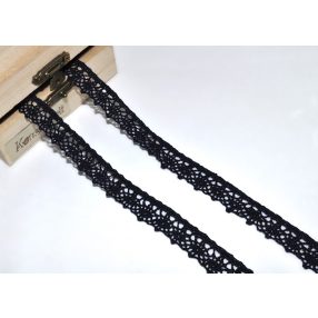 Sötétkék (15 mm) horgolt csipke