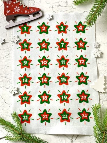 Adventi számok - Csillag (piros-zöld) karácsonyi barkácsfilc