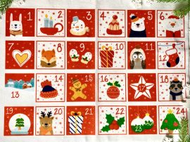 Adventi számok - Állatos (piros, A3) karácsonyi barkácsfilc