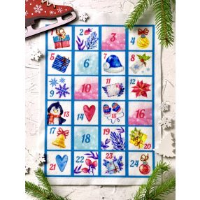 Adventi számok - Vintage (kék) karácsonyi barkácsfilc