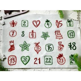   Adventi számok - Díszek (piros-zöld) karácsonyi barkácsfilc