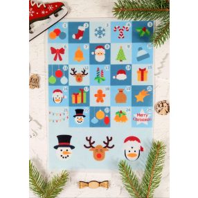 Adventi számok - Kék négyzetes karácsonyi barkácsfilc