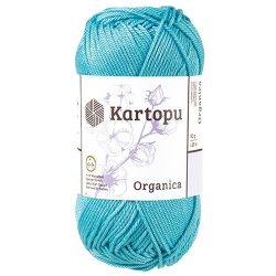 Kék, türkiz (K576) Kartopu Organica horgoló fonal