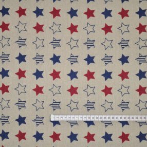 Kék-piros csillagos lenvászon
