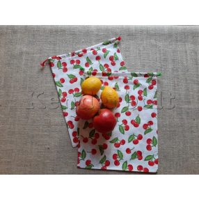   Öko zsák megkötős (mintás pamut vászonból) - cseresznye 2 db/csomag