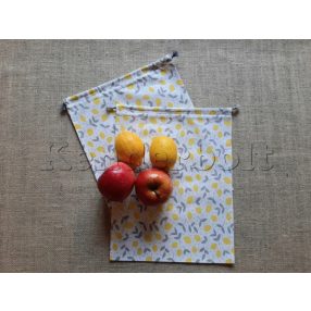   Öko zsák megkötős (mintás pamut vászonból) - citrom 2 db/csomag