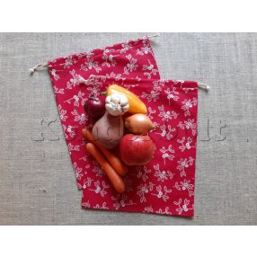   Öko zsák megkötős (mintás pamut vászonból) - bogyós 2 db/csomag