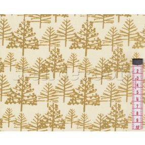Fenyőerdő (ekrü) karácsonyi pamutvászon