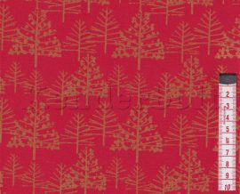 Fenyőerdő (piros) karácsonyi pamutvászon