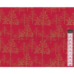 Fenyőerdő (piros) karácsonyi pamutvászon