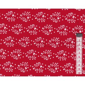 Kis karácsonyfák (piros) karácsonyi pamutvászon