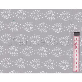 Kis karácsonyfák (szürke) karácsonyi pamutvászon