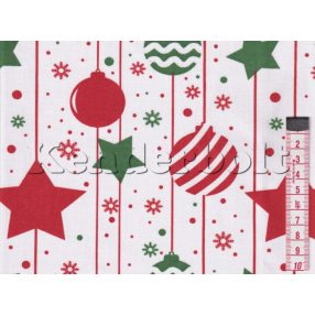 Függő díszek (piros-zöld) karácsonyi pamutvászon