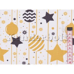 Függő díszek (sárga-fekete) karácsonyi pamutvászon