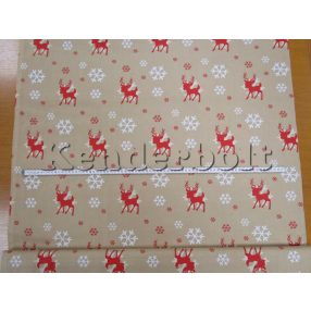 Szarvas (barna) karácsonyi pamutvászon