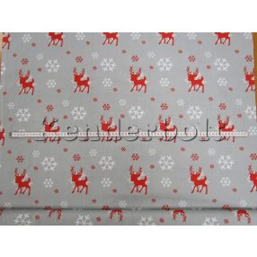 Szarvas (szürke) karácsonyi pamutvászon