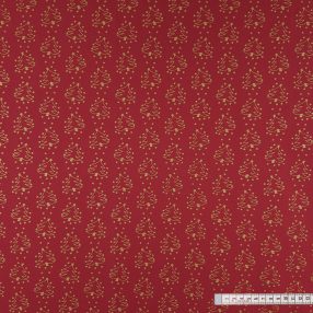 Kis karácsonyfák (piros-arany) karácsonyi pamutvászon