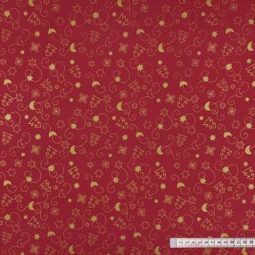 Karácsonyi varázslat (piros-arany) pamutvászon