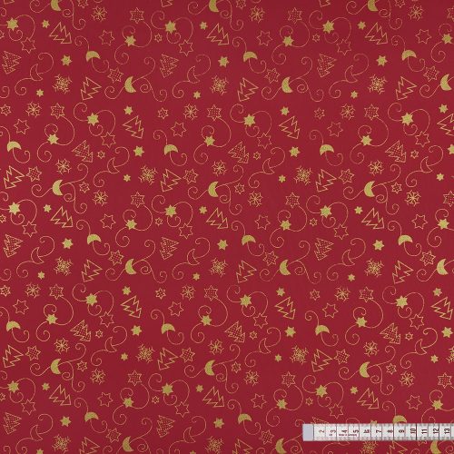 Karácsonyi varázslat (piros-arany) pamutvászon