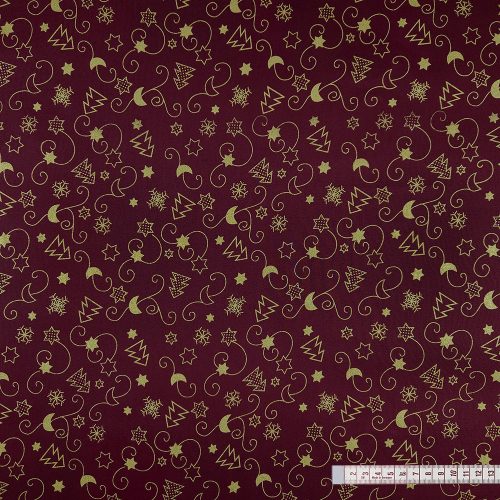 Karácsonyi varázslat (bordó-arany) pamutvászon
