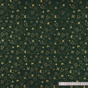 Karácsonyi varázslat (zöld-arany) pamutvászon