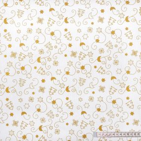 Karácsonyi varázslat (fehér-arany) pamutvászon