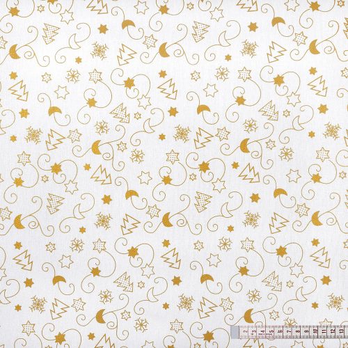 Karácsonyi varázslat (fehér-arany) pamutvászon