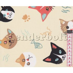 Cicafejek (bézs) pamutvászon