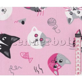 Cicafejek (rózsaszín) pamutvászon