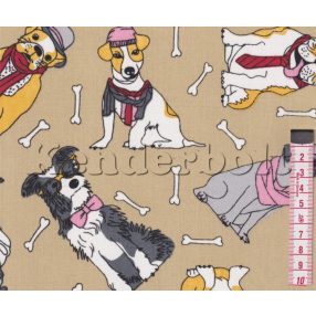 Divatos kutyák (barna) pamutvászon