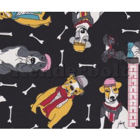 Divatos kutyák (fekete) pamutvászon