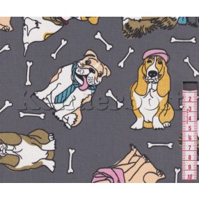 Divatos kutyák (szürke) pamutvászon