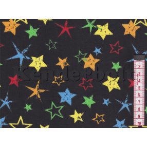 Színes csillag (fekete) pamutvászon