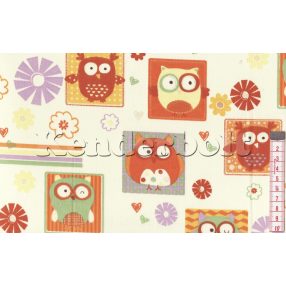 Patchwork bagoly (narancssárga) pamutvászon