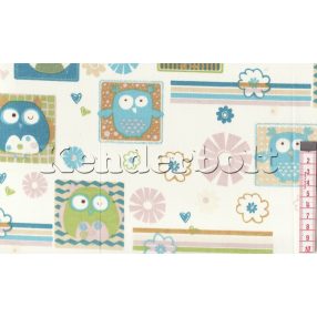 Patchwork bagoly (kék) pamutvászon