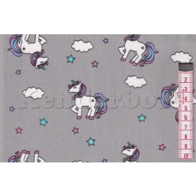Unikornis (szürke) pamutvászon