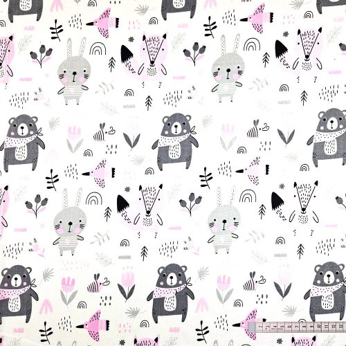 Erdő, erdő (rózsaszín) pamutvászon