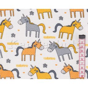 Unicorn (sárga) gyerekmintás  pamutvászon