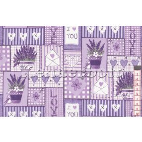 Patchwork cserepes levendula pamutvászon