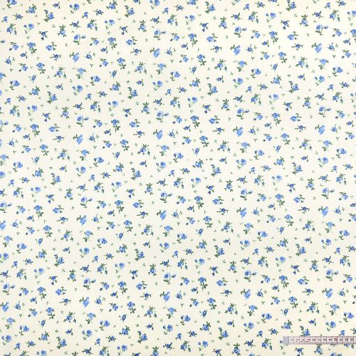 Szálas rózsa (kék) pamutvászon