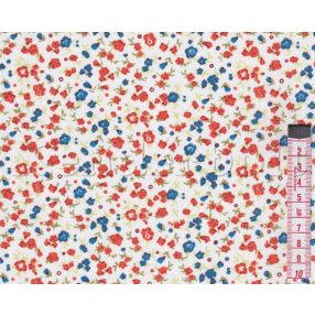 Kis virágos (kék-piros) pamutvászon