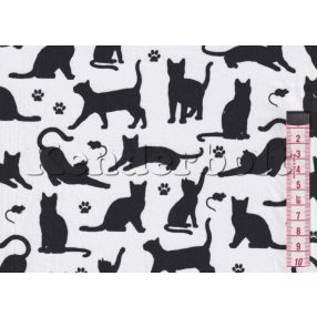 Cica sziluett (fehér) pamutvászon