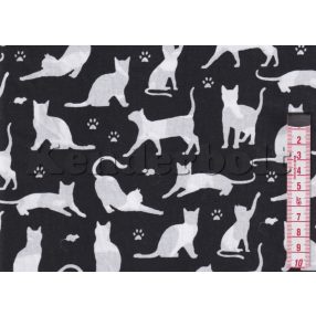 Cica sziluett (fekete) pamutvászon