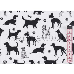 Kutya sziluett (fehér) pamutvászon