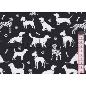 Kutya sziluett (fekete) pamutvászon