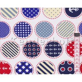 Tengerész patchwork pamutvászon